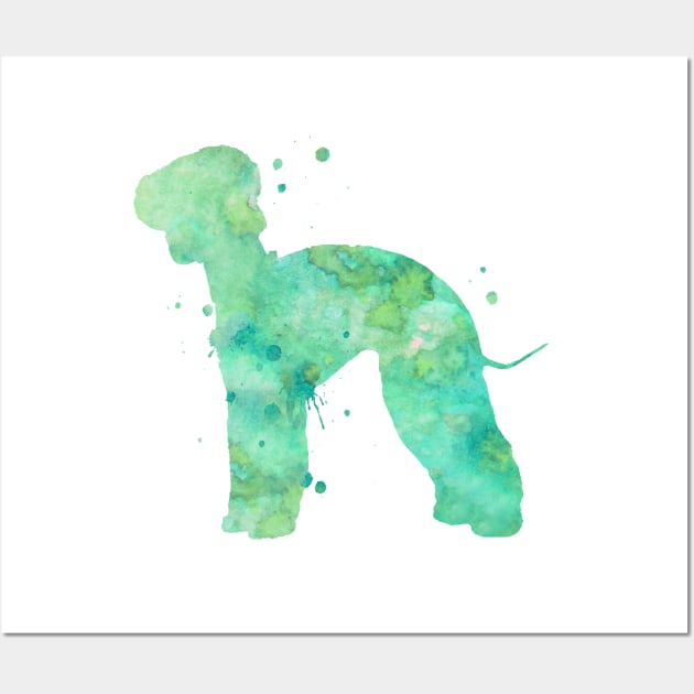 Bedlington Terrier Dog Watercolor Painting Wall Art by Miao Miao Design